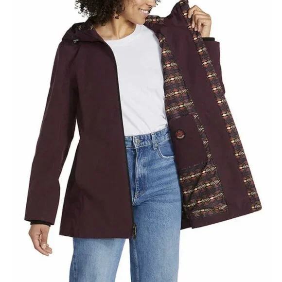 Pendleton Women's Tape Seam Hooded Rain Jacket Purple Medium Outdoor Winter Zip - Picture 2 of 12